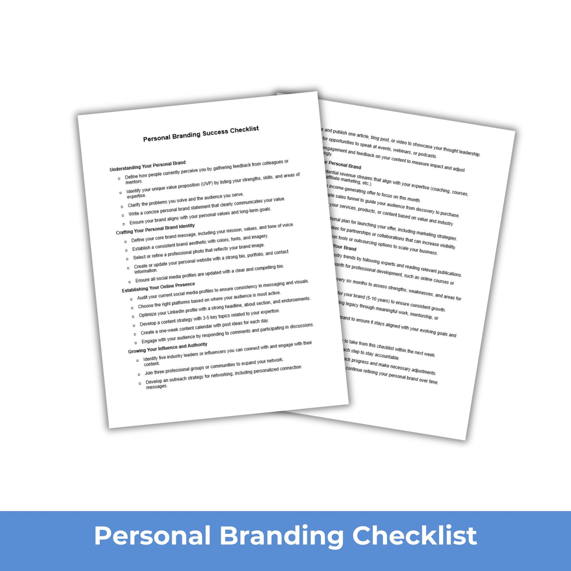 personal branding checklist plr