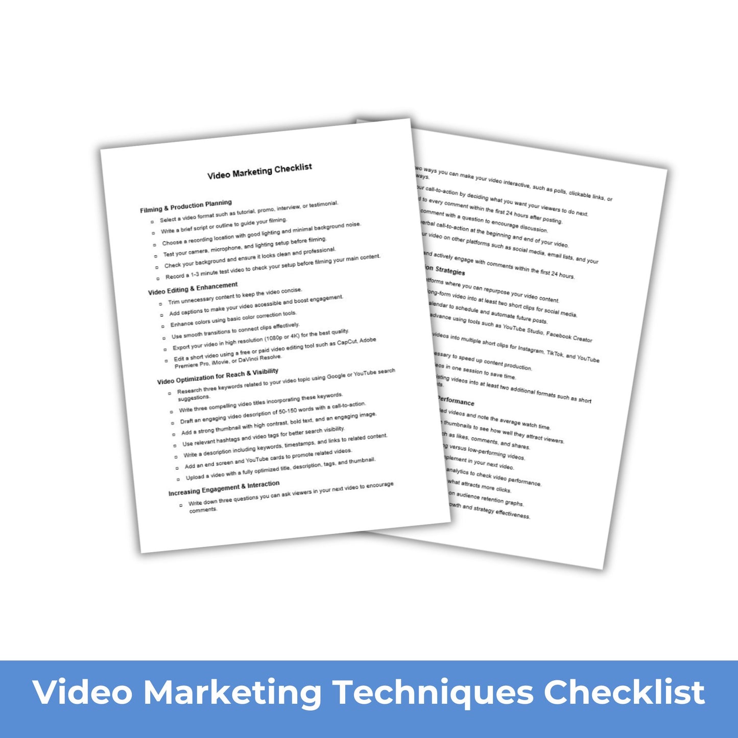 Video Marketing Checklist PLR