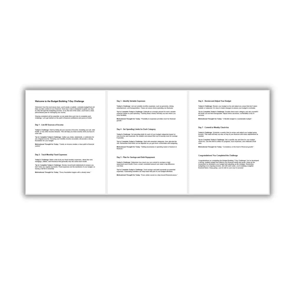 7-Day Build a Budget Challenge PLR Reports