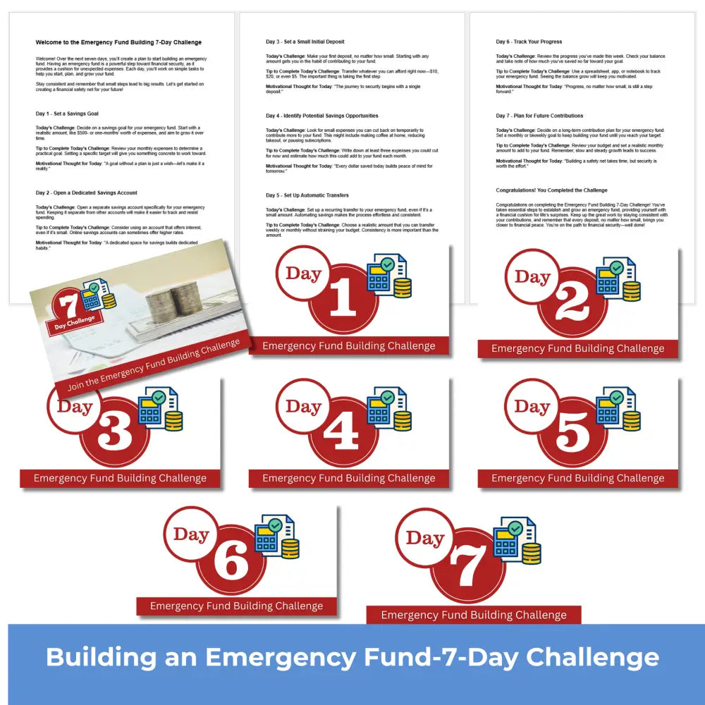 7-Day Building an Emergency Fund Challenge PLR Reports