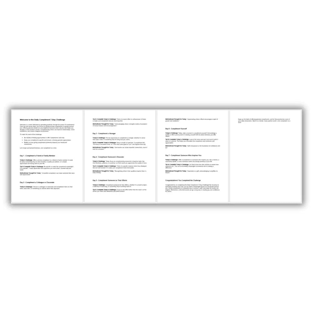 7-Day Daily Compliment Challenge PLR Reports