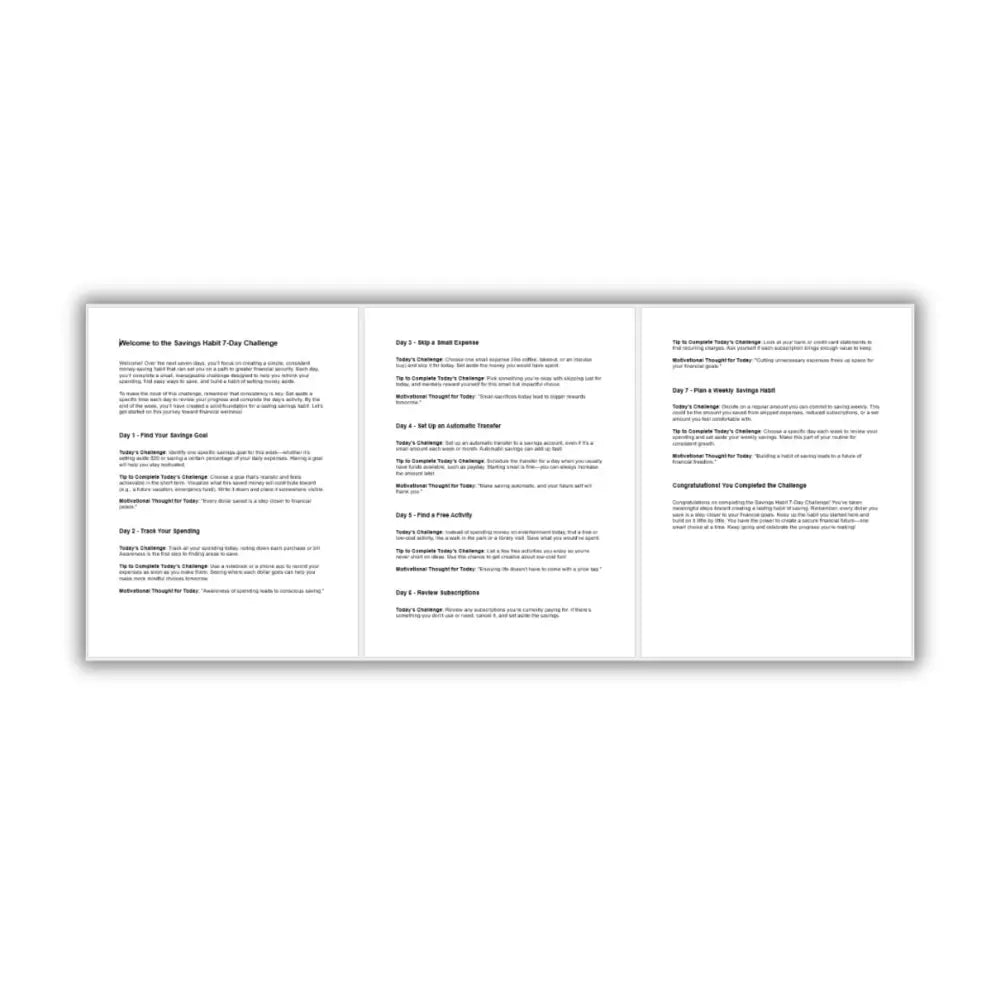 7-Day Daily Savings Habit Challenge PLR Reports