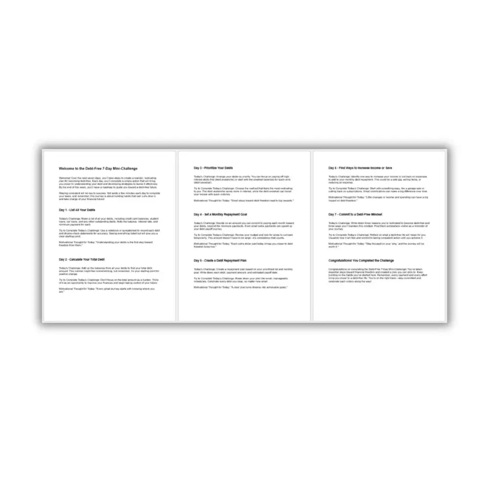 7-Day Debt-Free Mini-Challenge PLR Reports