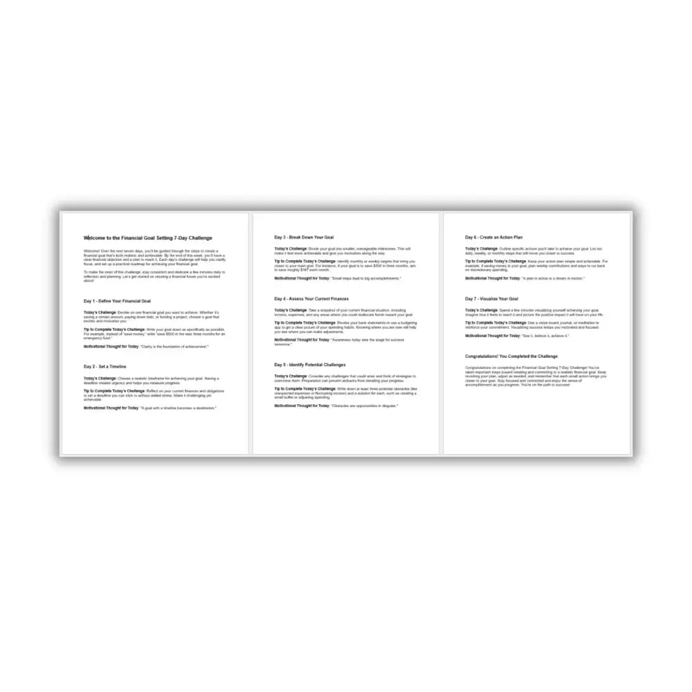 7-Day Financial Goal-Setting Challenge PLR Reports