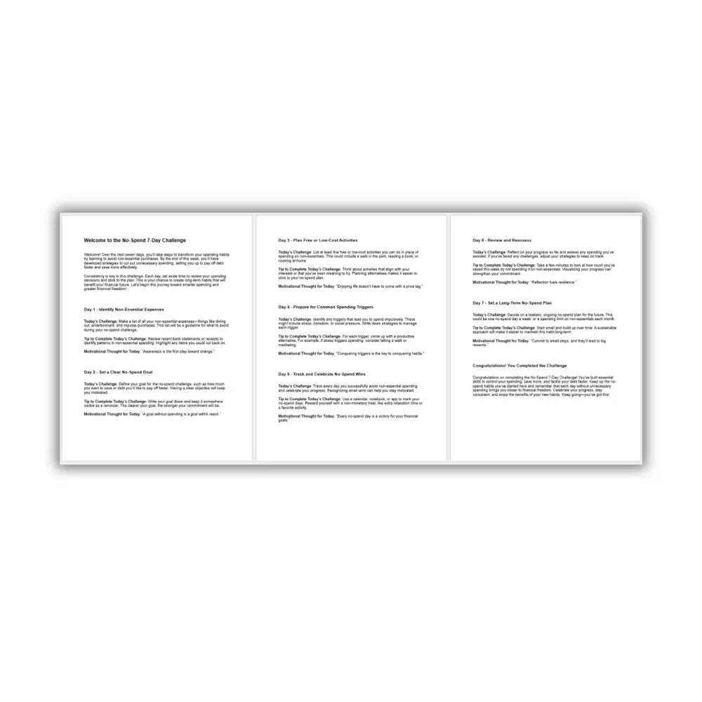 7-Day No-Spend Week Challenge PLR Reports