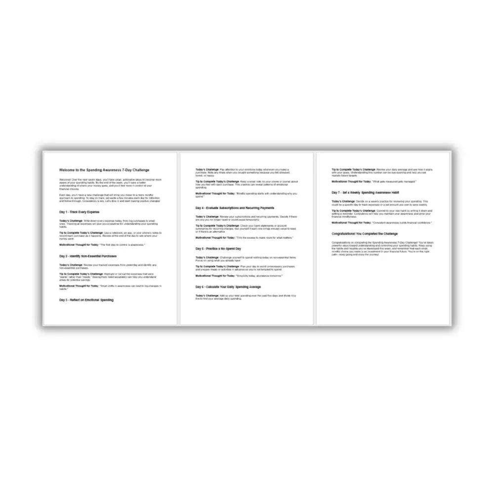 7-Day Spending Awareness Challenge PLR Reports