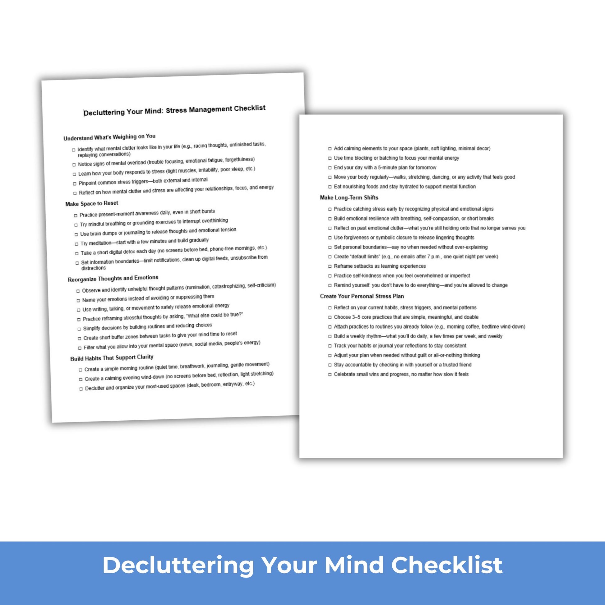 Decluttering Your Mind PLR Checklist