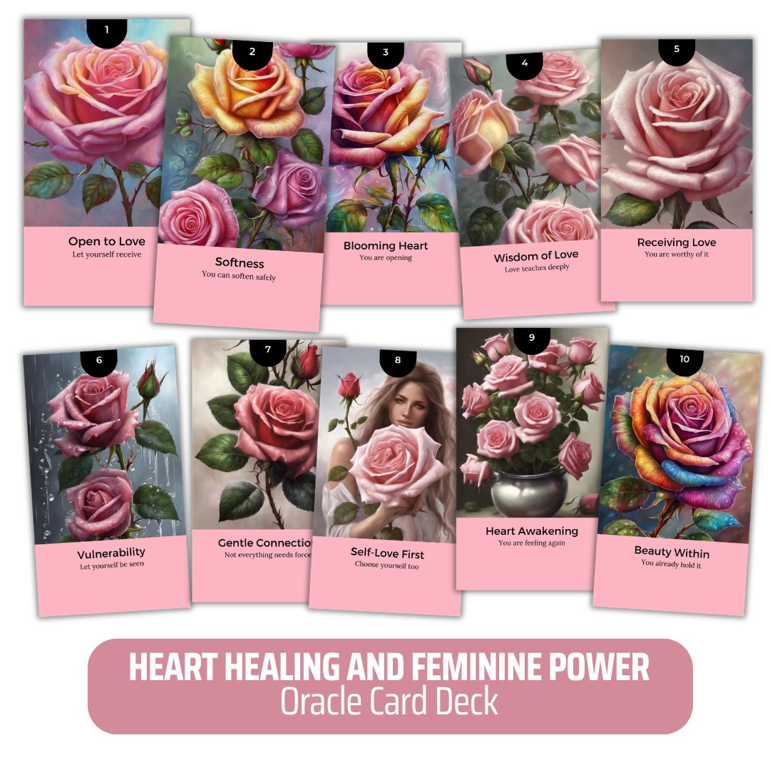 Heart Healing & Feminine Power Printable PLR Oracle Deck