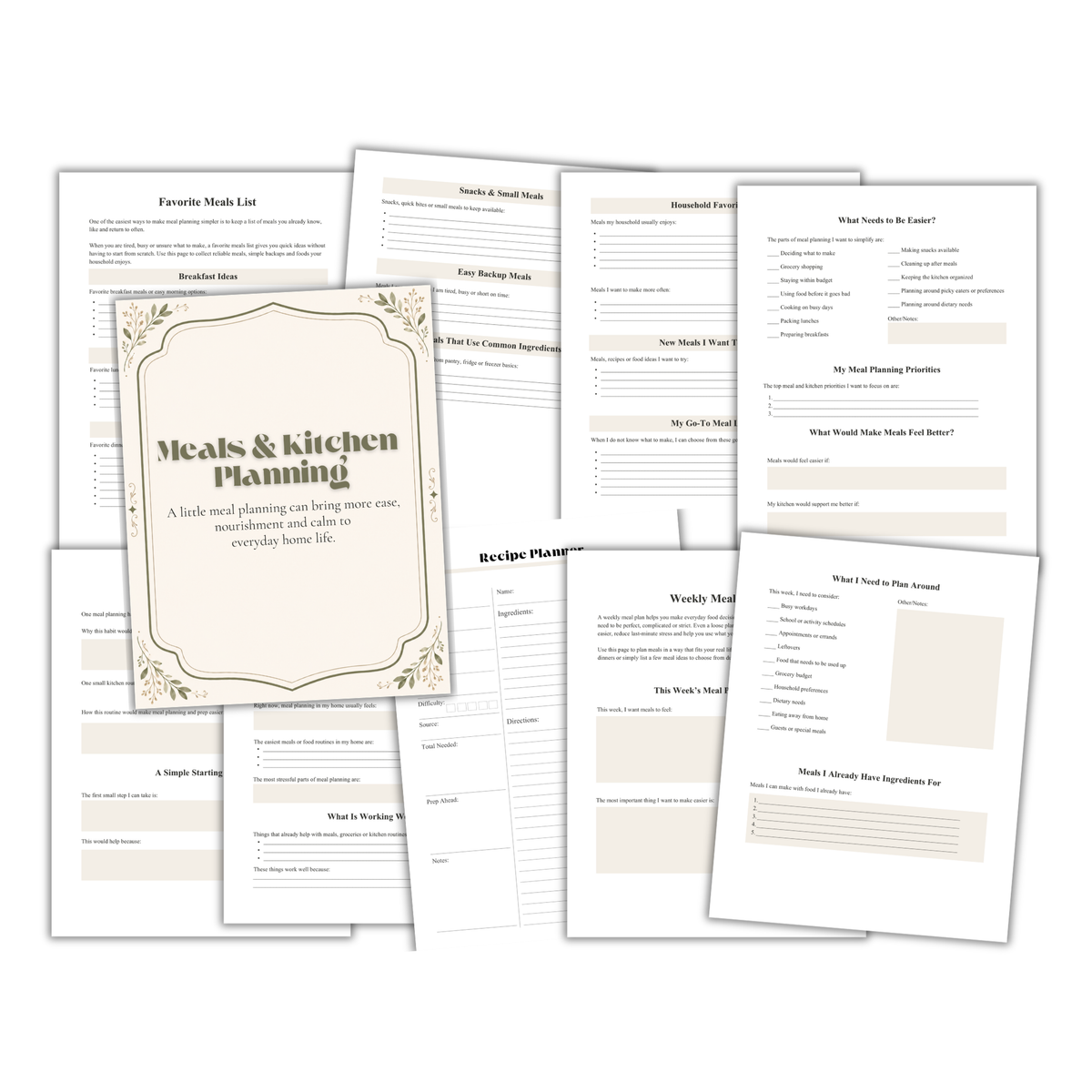 Meals & Kitchen Planning Planning Workbook