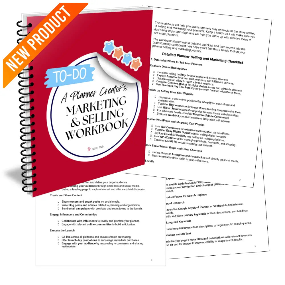 A Planner Creator’s Marketing & Selling Workbook - Customizable With Plr Rights Business Templates