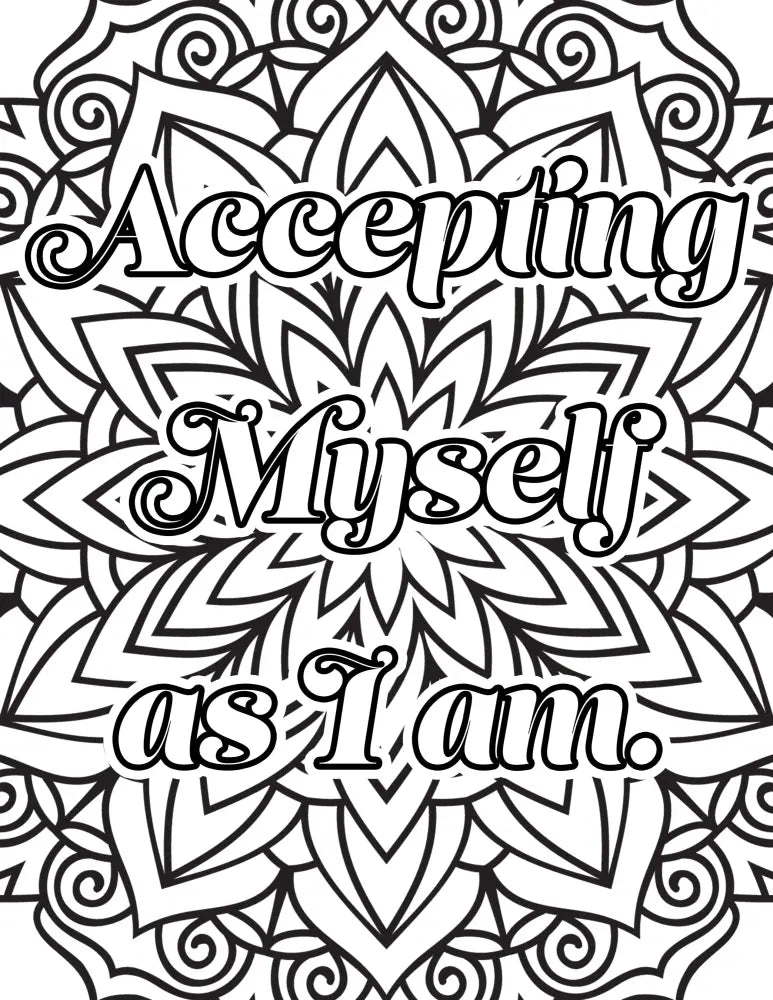 accepting myself as i am private label rights coloring page