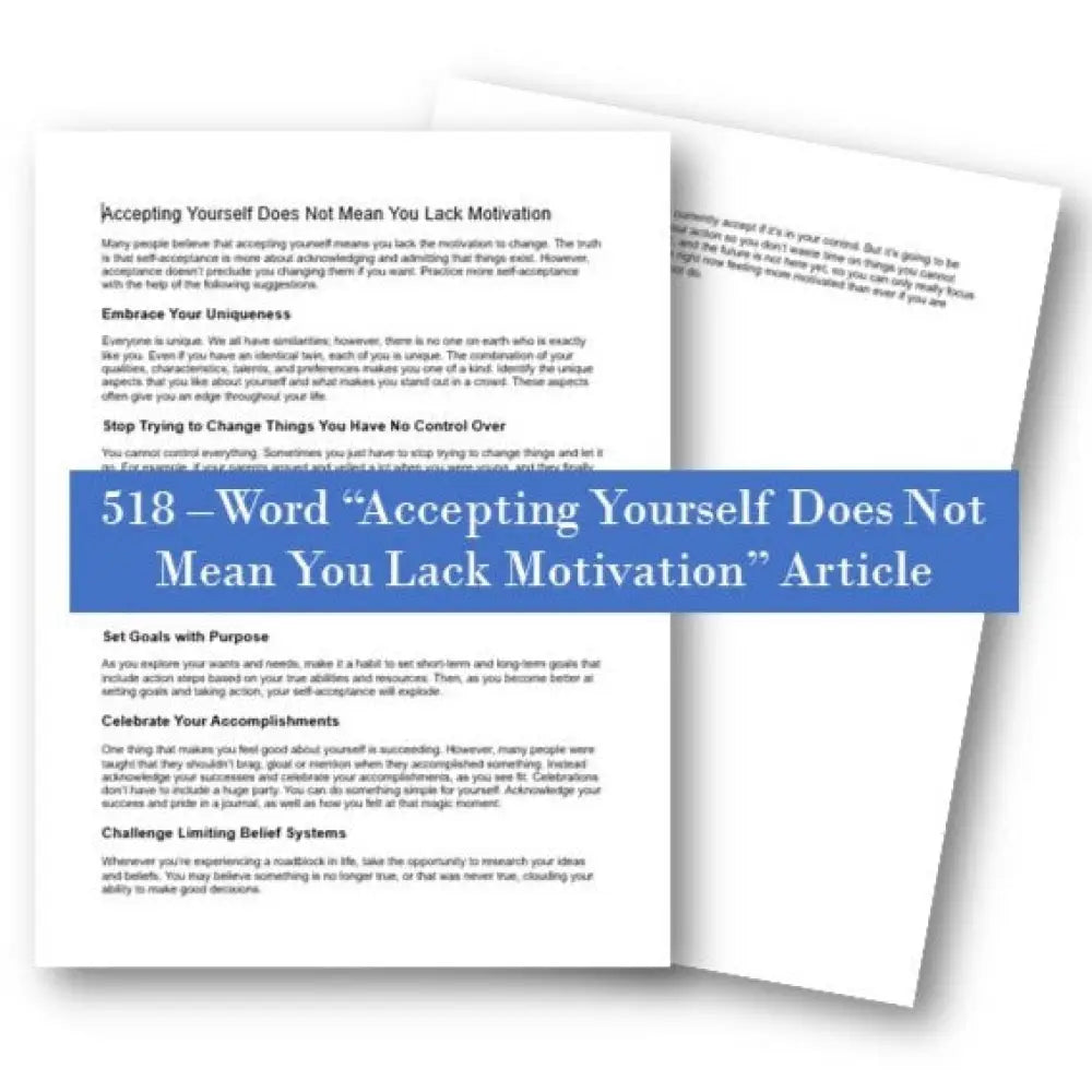 accepting yourself does not mean you lack motivation plr article