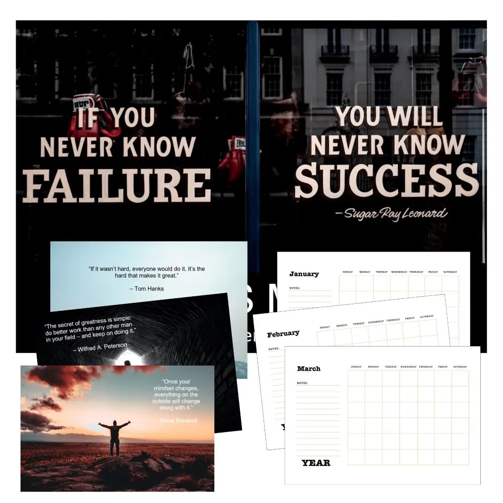 success mindset printable plr calendar