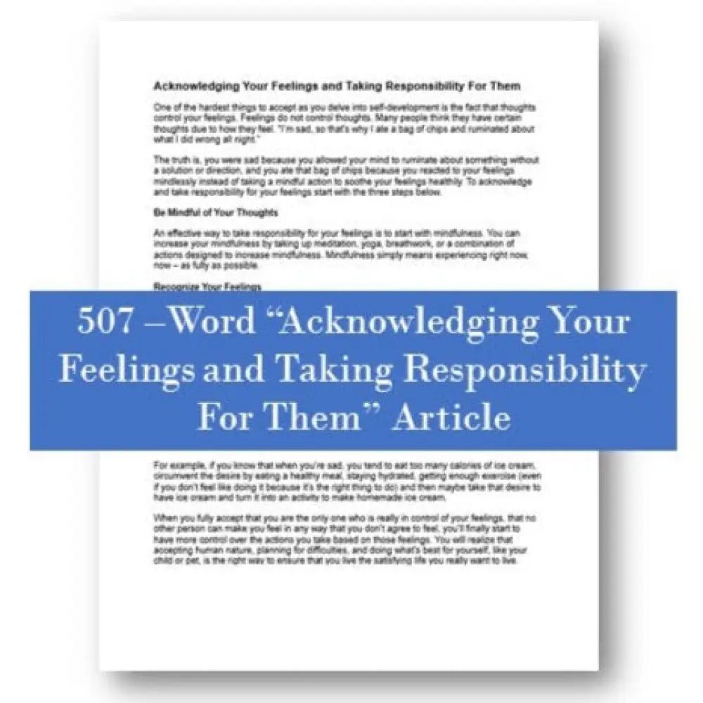 acknowledging your feelings and taking responsibilty for them plr article