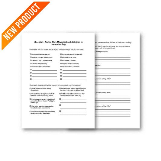 Adding More Movement And Activities To Homeschooling Plr Checklist & Worksheet Printable Worksheets