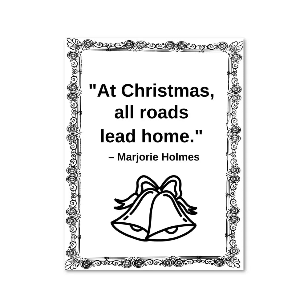 ’All Roads Lead Home’ Christmas Quote Plr Coloring Page Pages