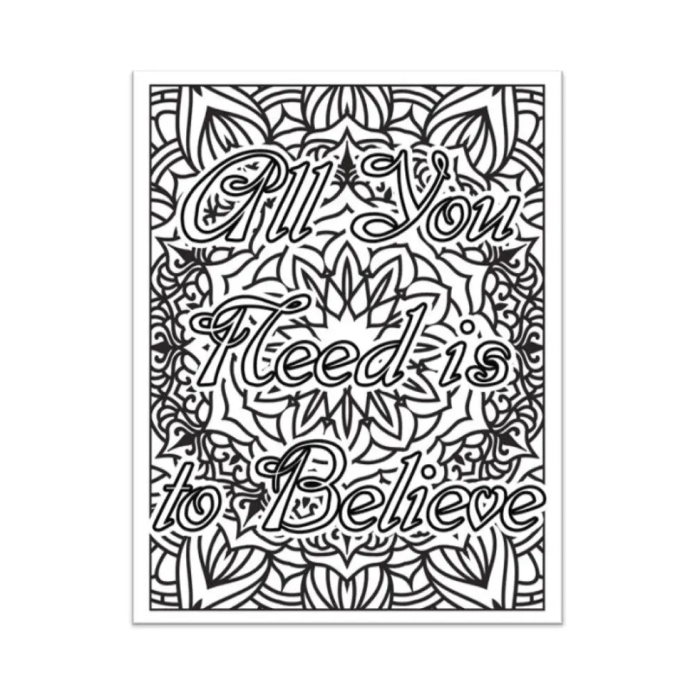 all you need is to believe self-care plr coloring page