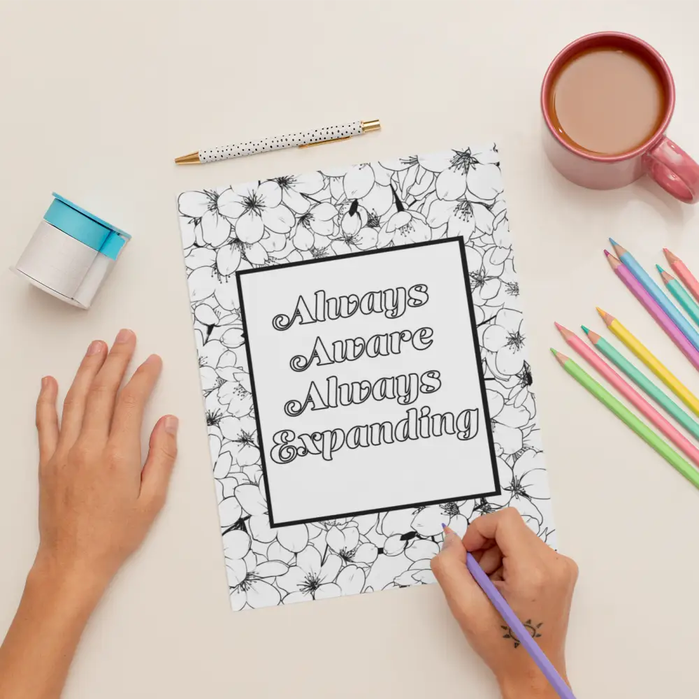 always aware always expanding coloring page plr