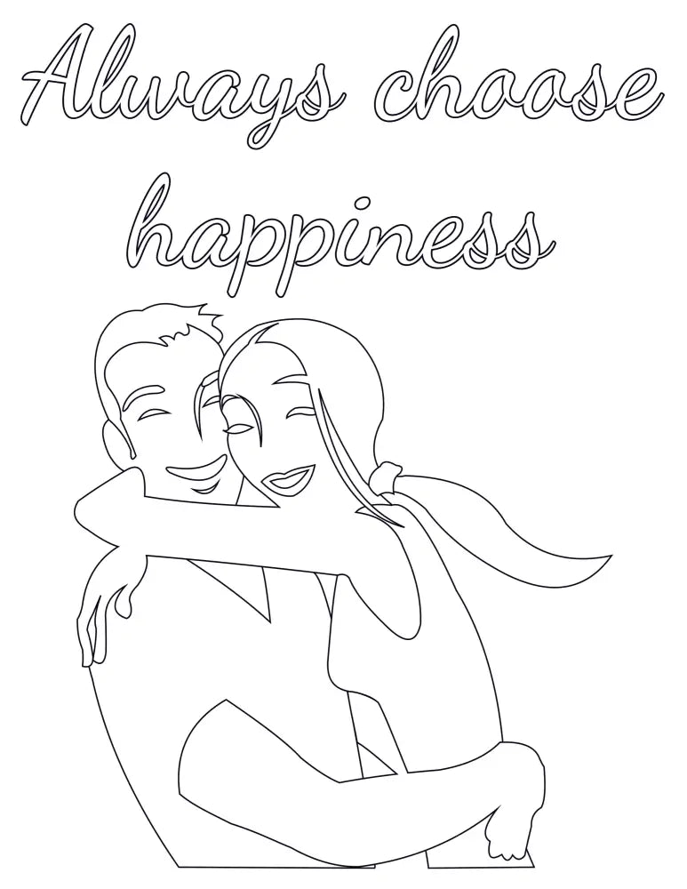Always Choose Happiness Plr Coloring Page - Inspirational Content With Private Label Rights Pages
