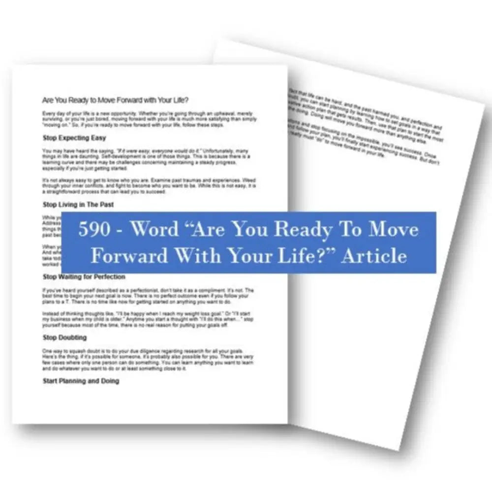 are you ready to move forward with your life plr article