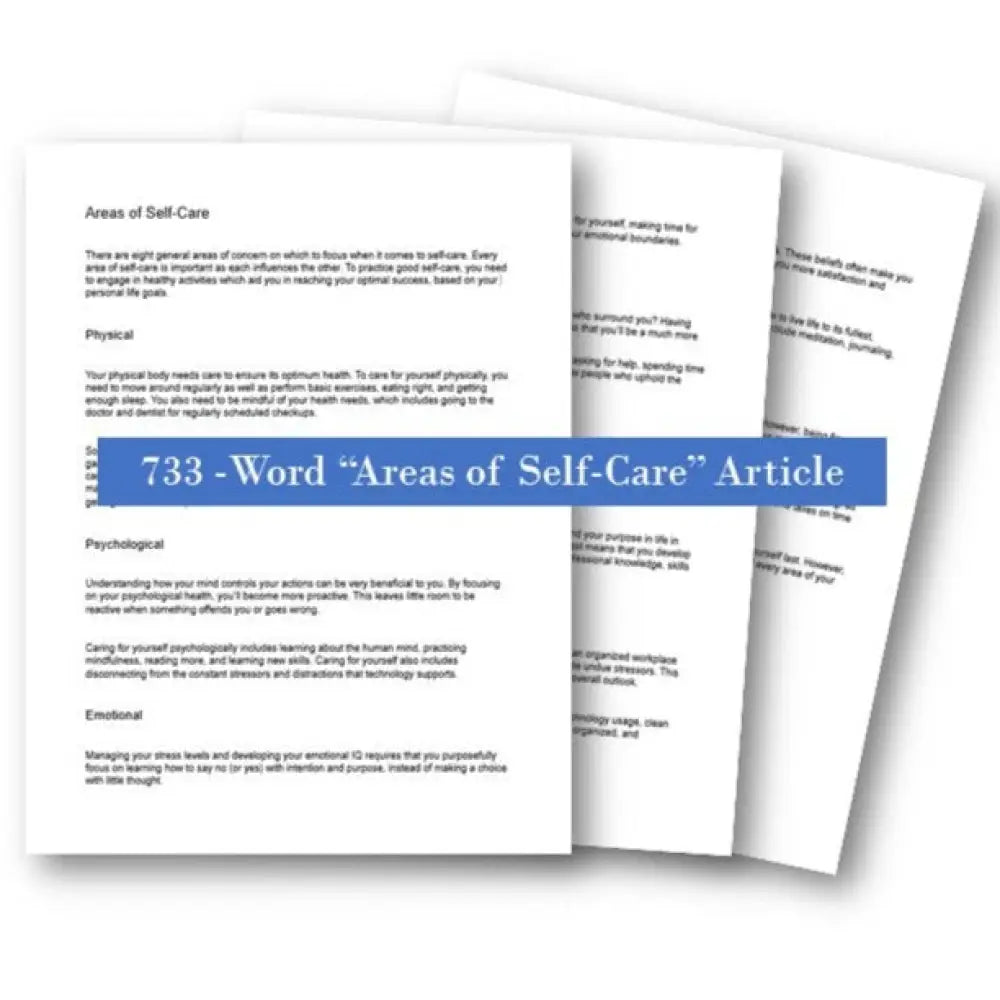 areas of self-care plr article