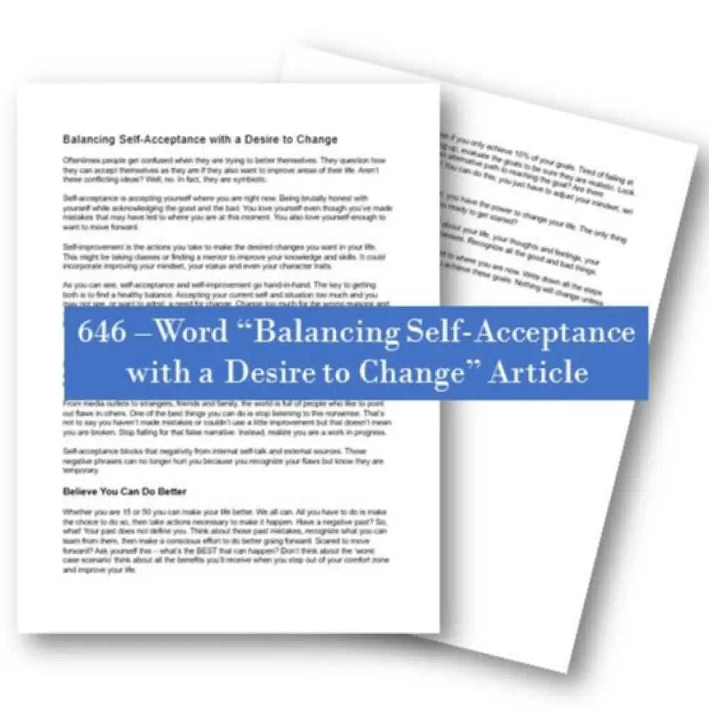 balancing self-acceptance with a desire to change plr article