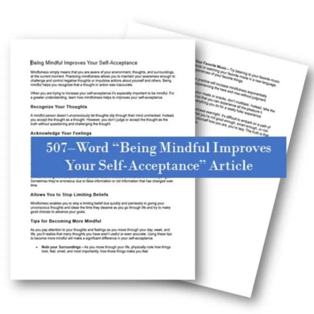 being mindful improves your self acceptance plr article