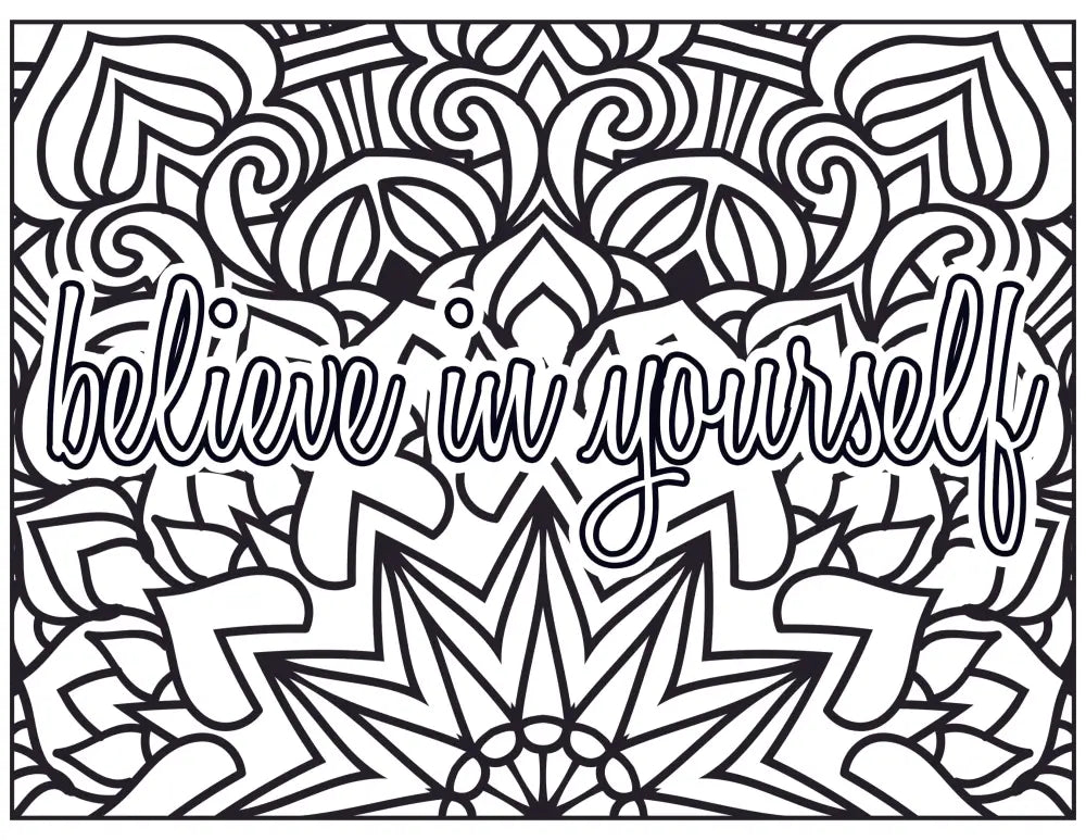 believe in  yourself coloring page plr