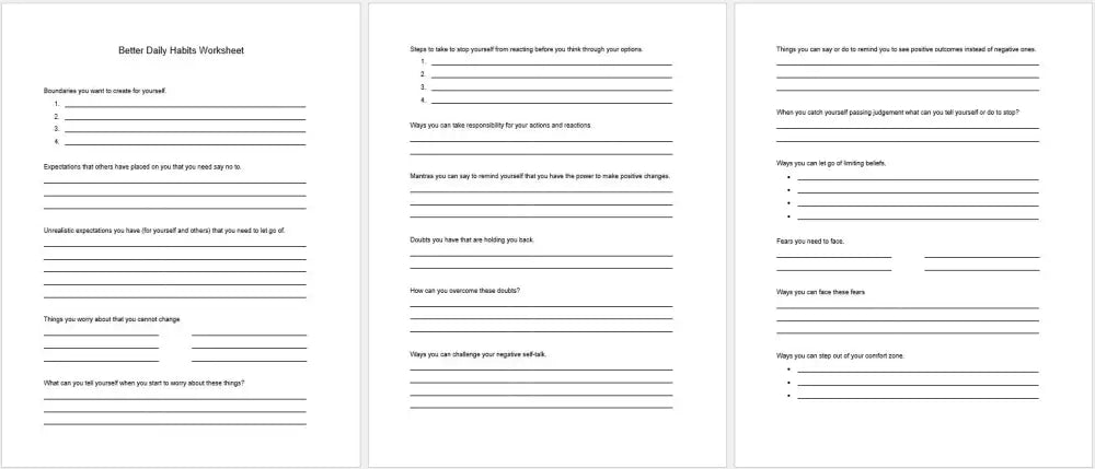 Better Daily Habits Checklist And Worksheet Printable Worksheets Checklists Plr