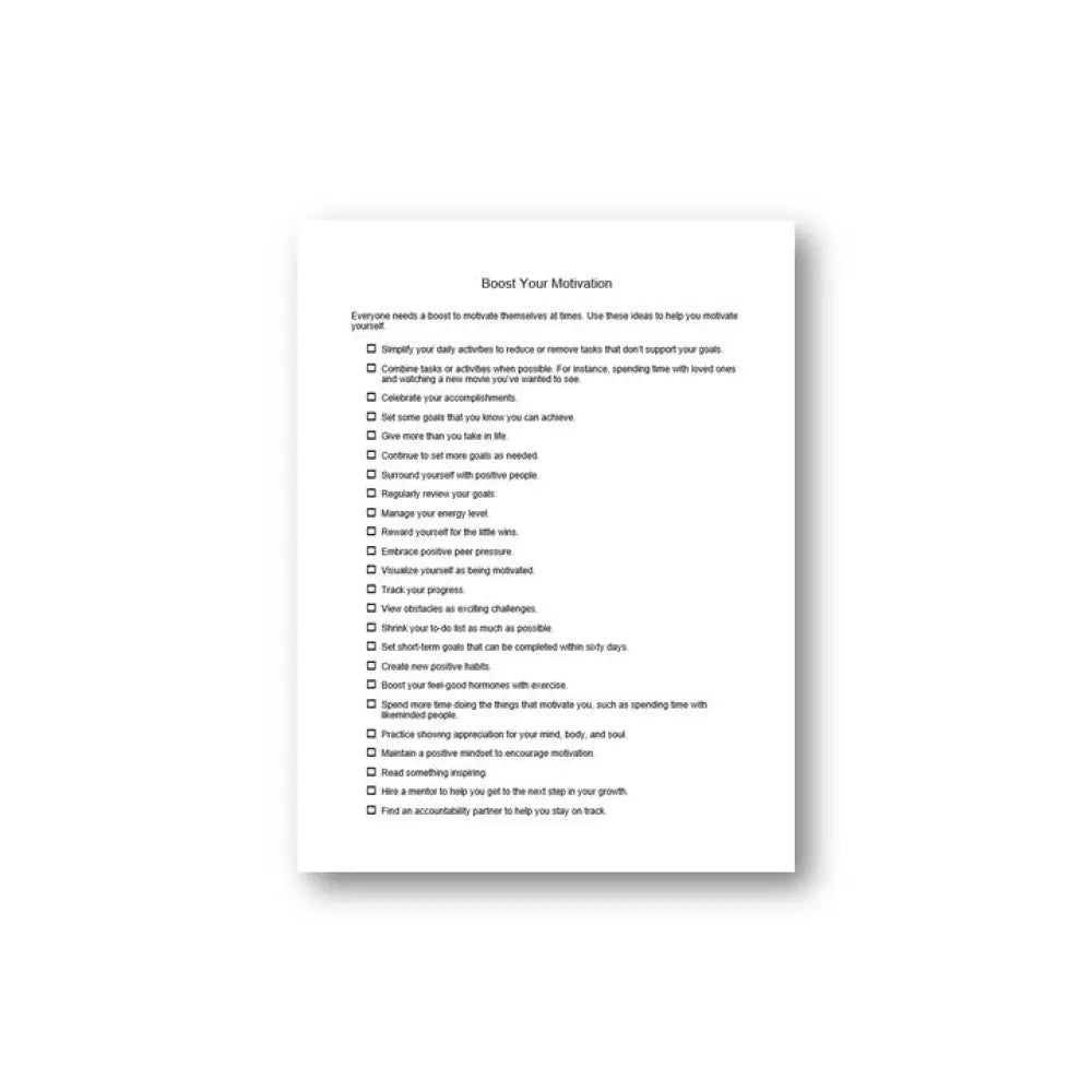Boost Your Motivation Plr Checklist & Worksheet Printable Worksheets And Checklists