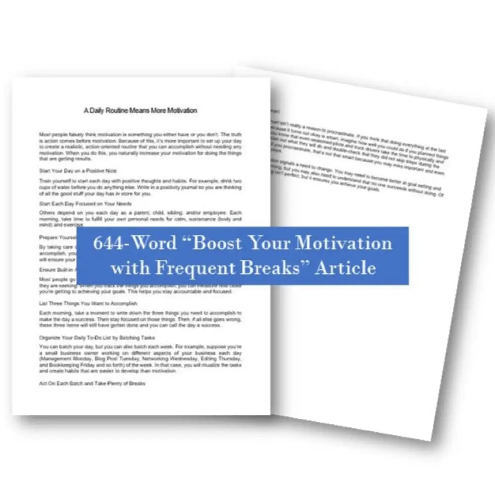 boost your motivation with frequent breaks plr article