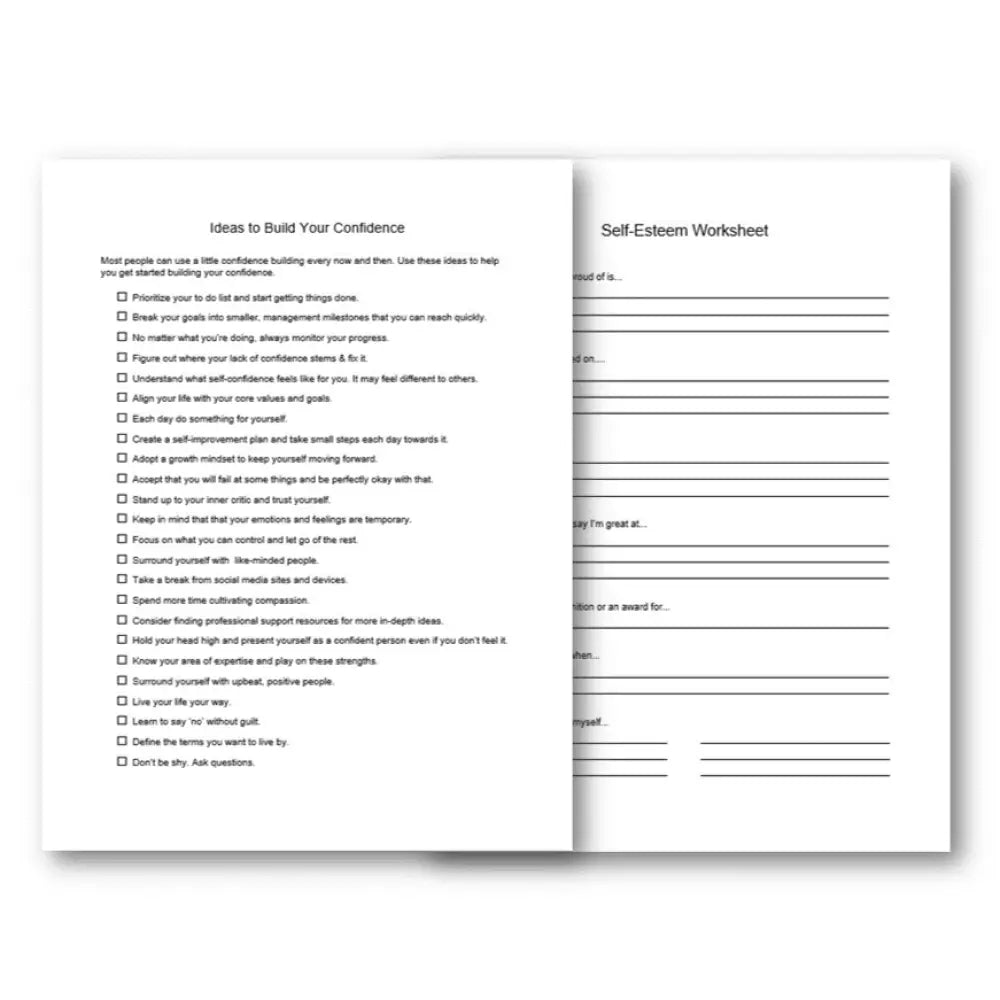 Confidence Inventory Worksheet Building Confidence & Self-Esteem PLR Checklist & Worksheet