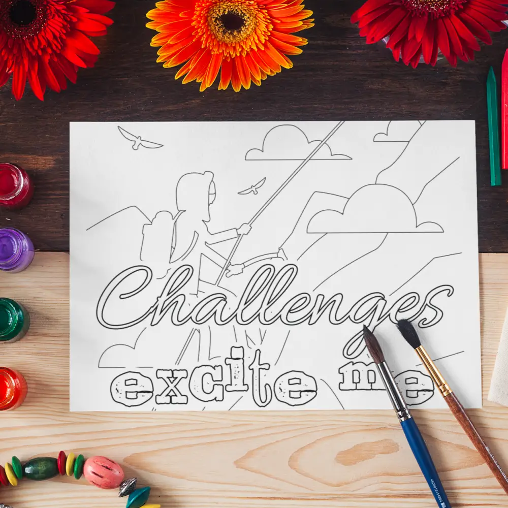 challenges excite me coloring page plr