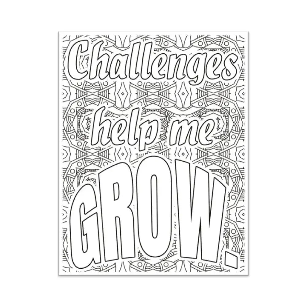 Challenges Help Me Grow Plr Coloring Page - Inspirational Content With Private Label Rights Pages
