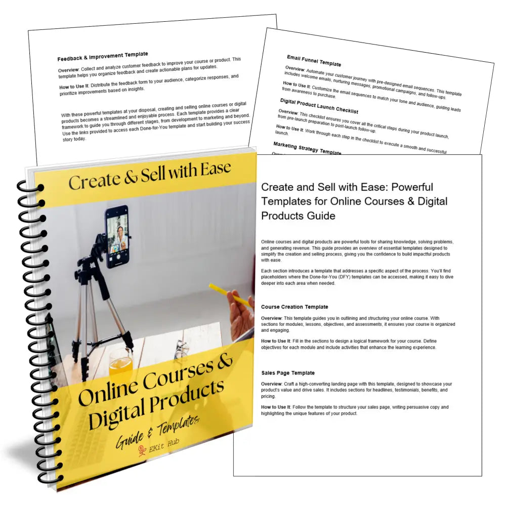 Create & Sell With Ease For Online Courses Digital Products Guide + Templates Business