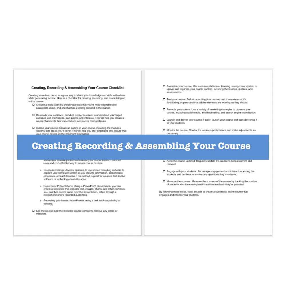 creating courses without being on camera plr templates