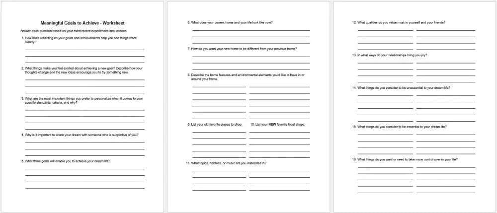 Creating Meaningful Goals Checklist And Worksheet Printable Worksheets Checklists Plr