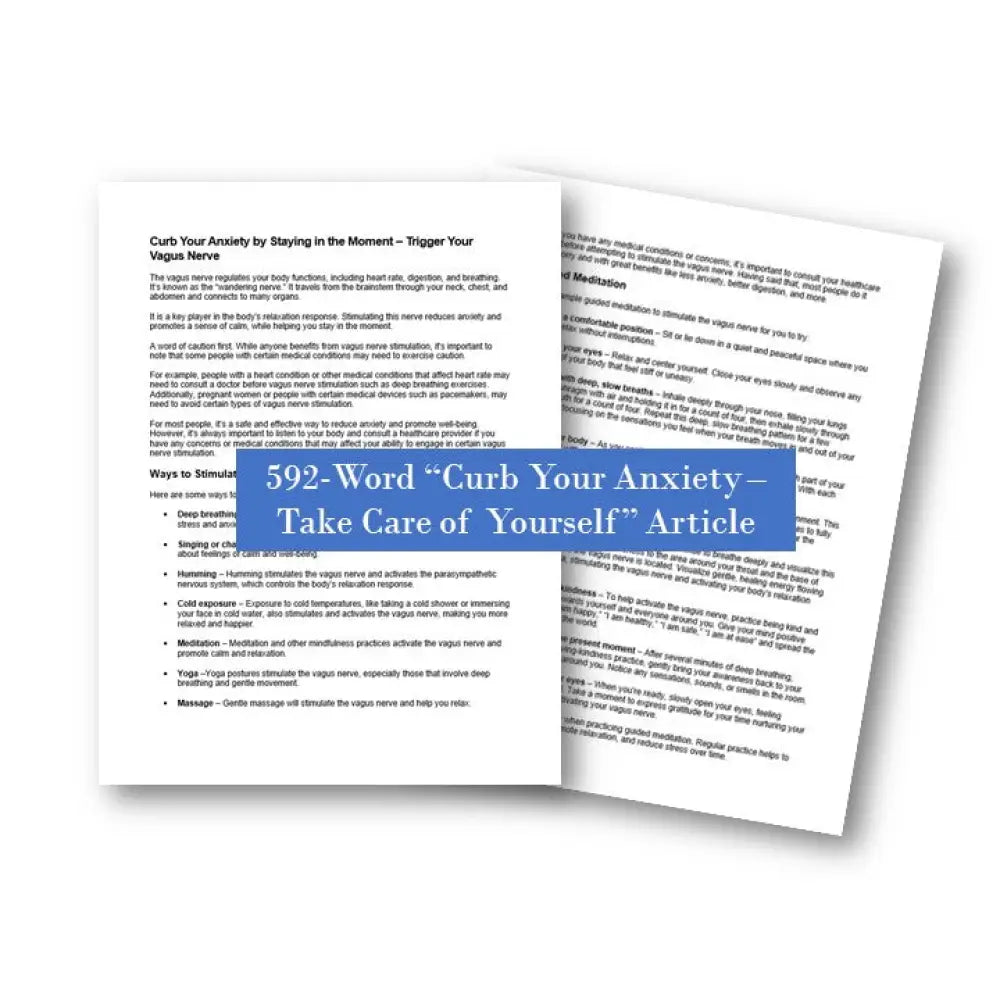 Curb Your Anxiety By Staying In The Moment Trigger Vagus Nerve Plr Article - 806 Words Stay Present