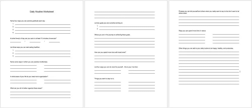 Daily Routine Checklist And Worksheet Printable Worksheets Checklists Plr
