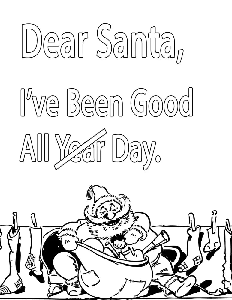 ’Dear Santa’ Funny Christmas Plr Coloring Page Pages