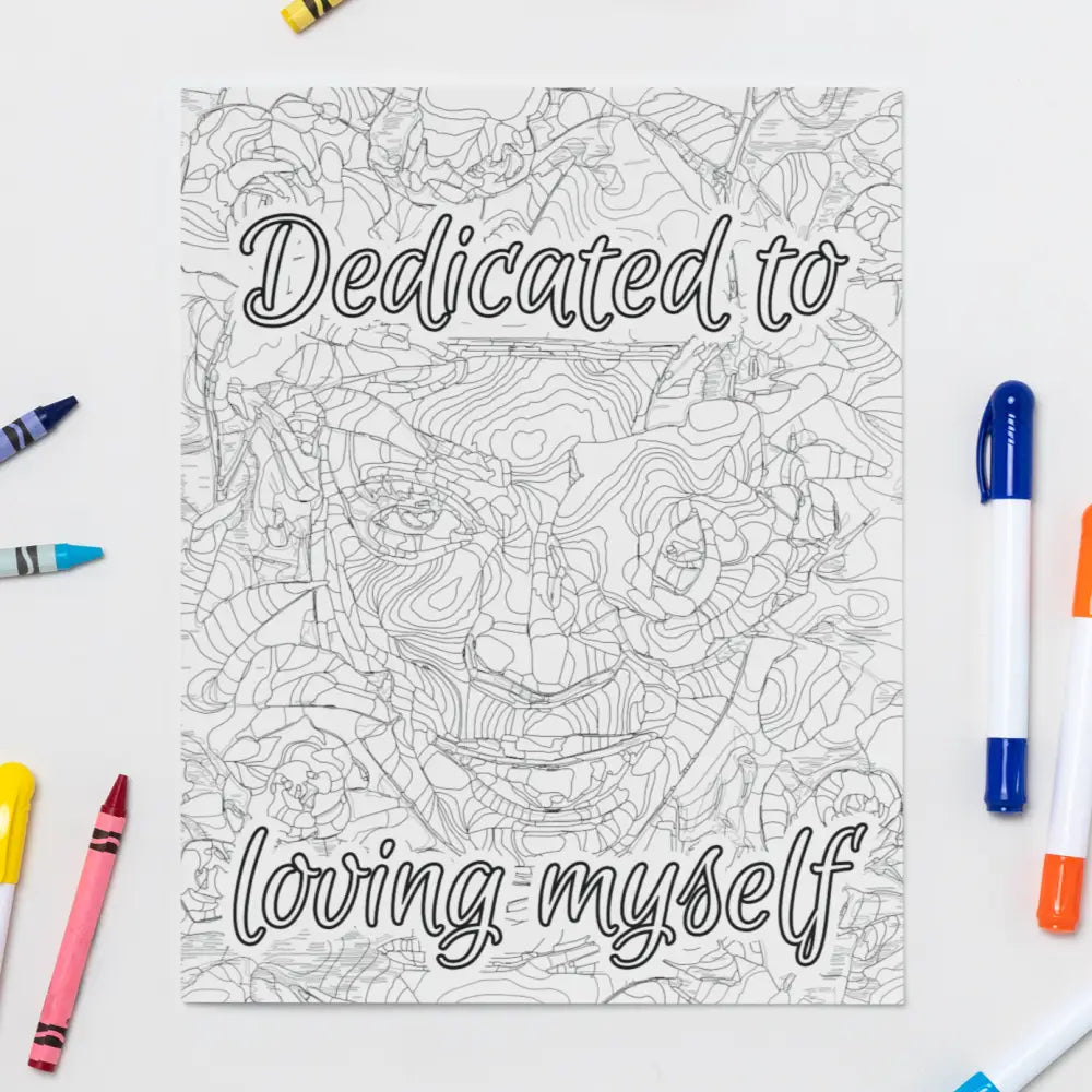 dedicated to loving myself printable coloring page plr