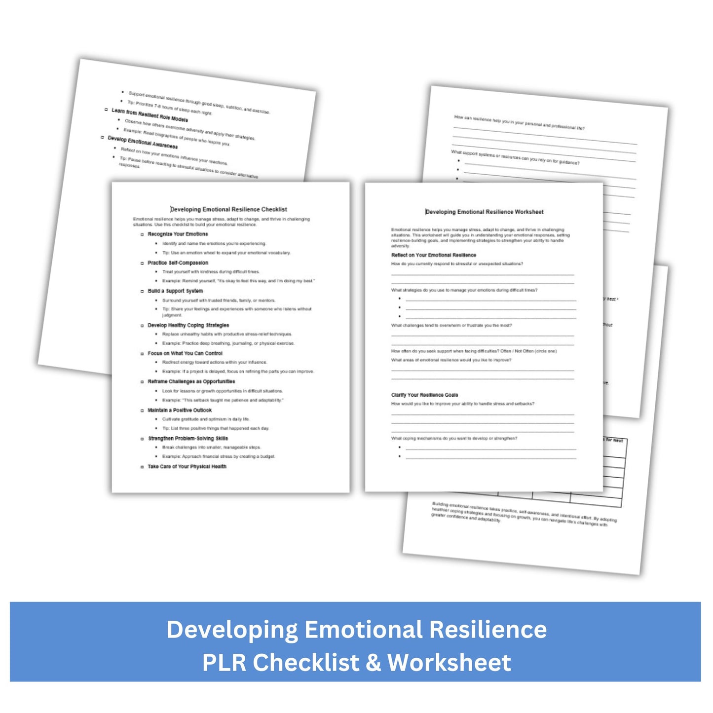 Developing Emotional Resilience PLR Checklist & Worksheet