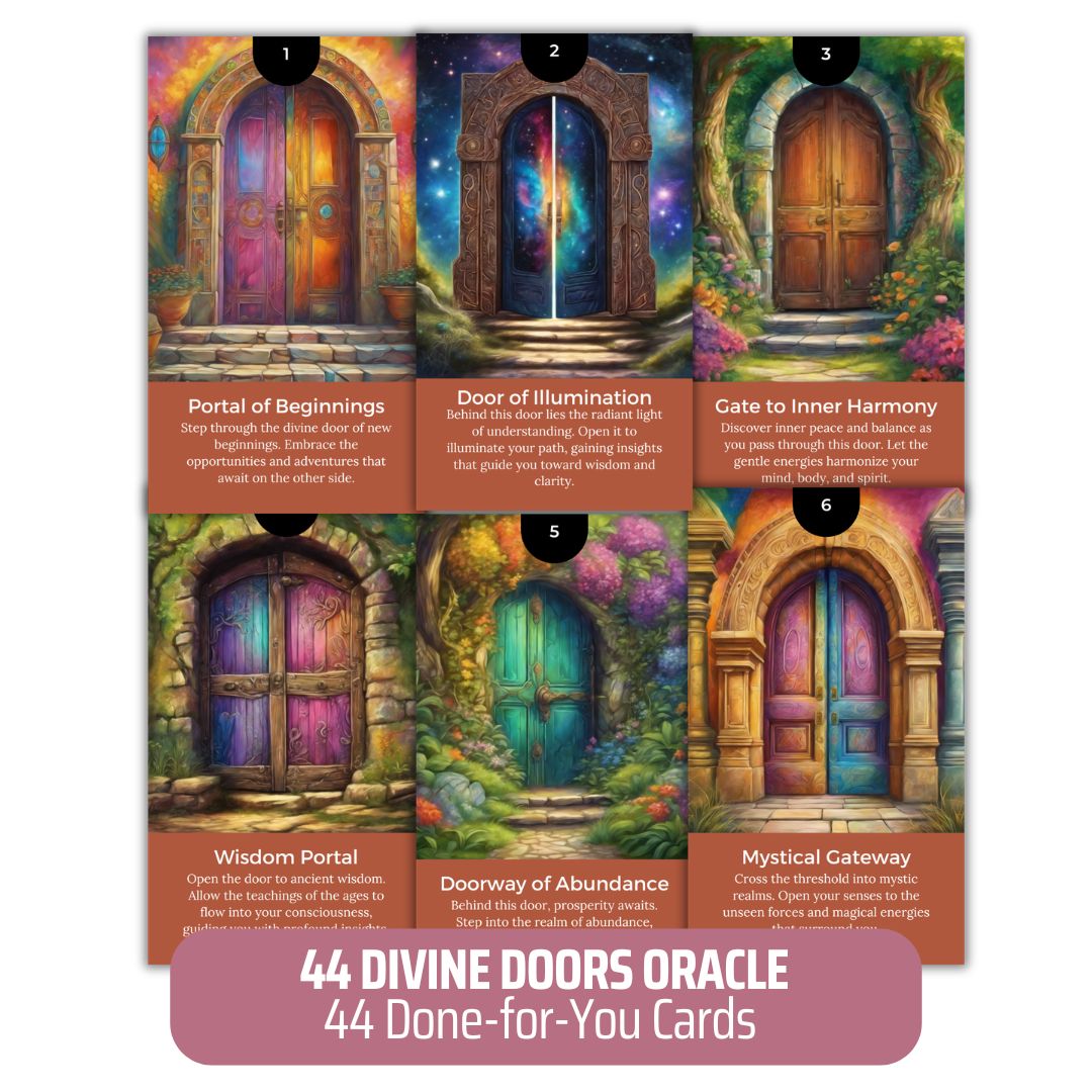44 Divine Doors Oracle Card Deck - PLR with Canva Template