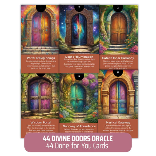 44 Divine Doors Oracle Card Deck - PLR with Canva Template