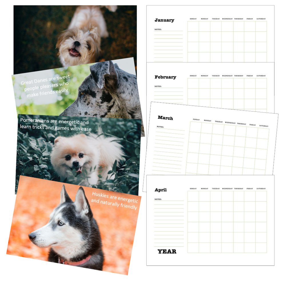 Calanders Dog Dog Breeds Calendar PLR