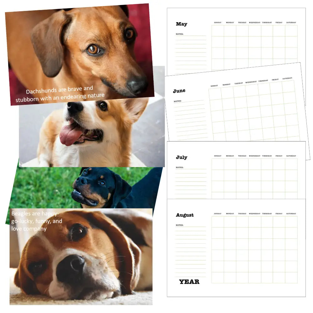 Dog Breeds Calendar Plr Printable Calendars