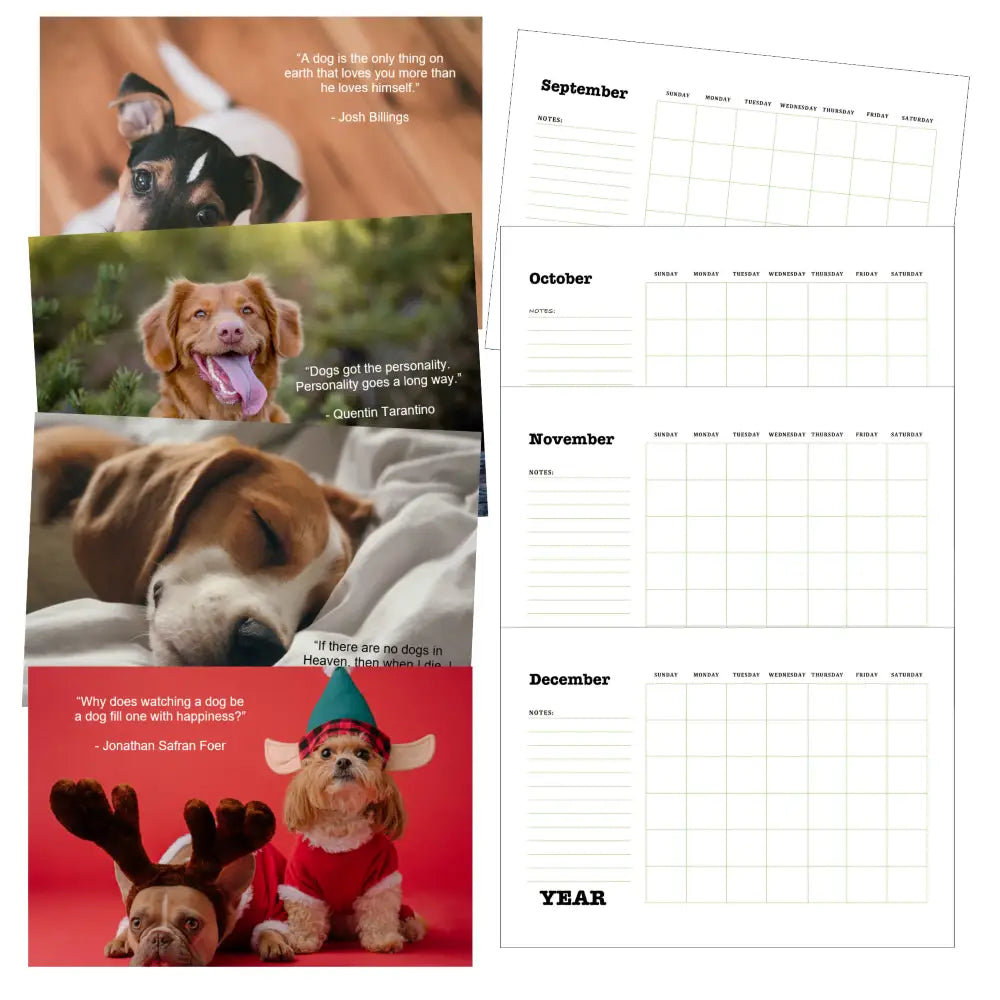 Dog Love Printable Calendar PLR