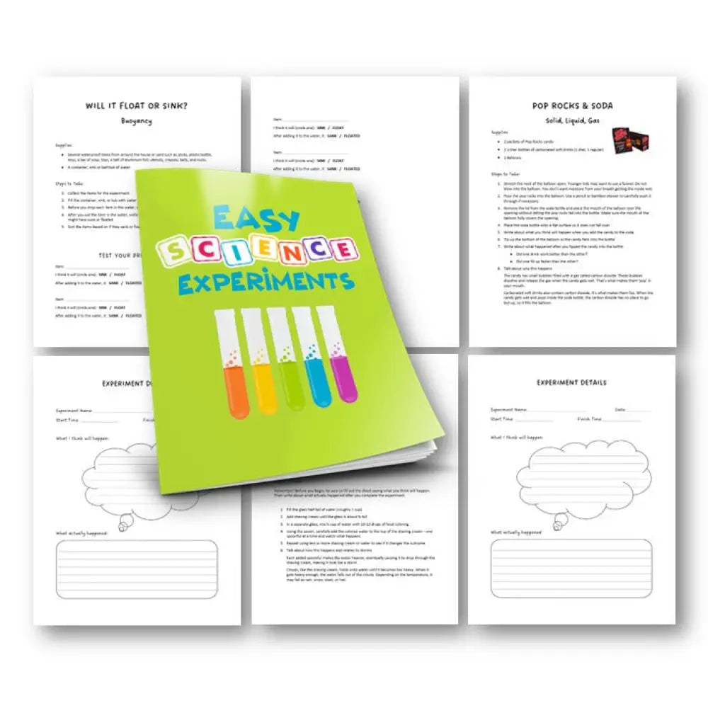 ’Easy Science Experiments’ Kid’s Workbook - Plr Rights Printable Journals