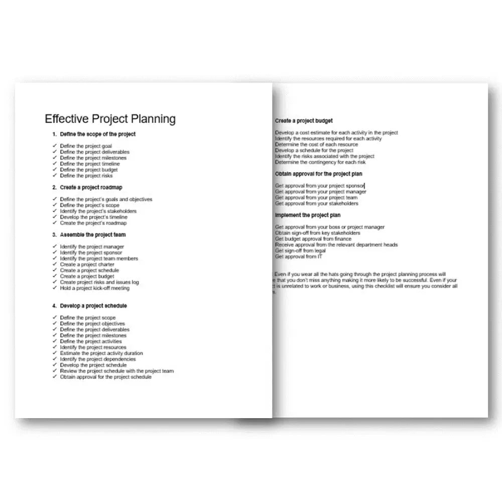 Effective Project Planning PLR Checklist & Worksheet
