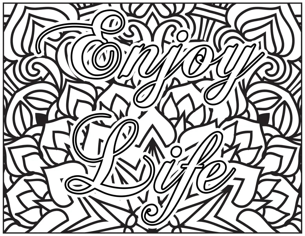 Enjoy Life Self-Care Plr Coloring Page - Inspirational Content With Private Label Rights Pages